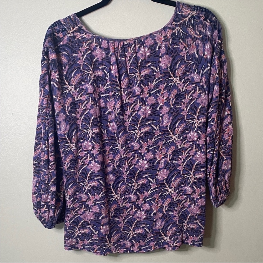 Lucky Brand Purple Embroidered Patterned Blouse - Picture 5 of 5